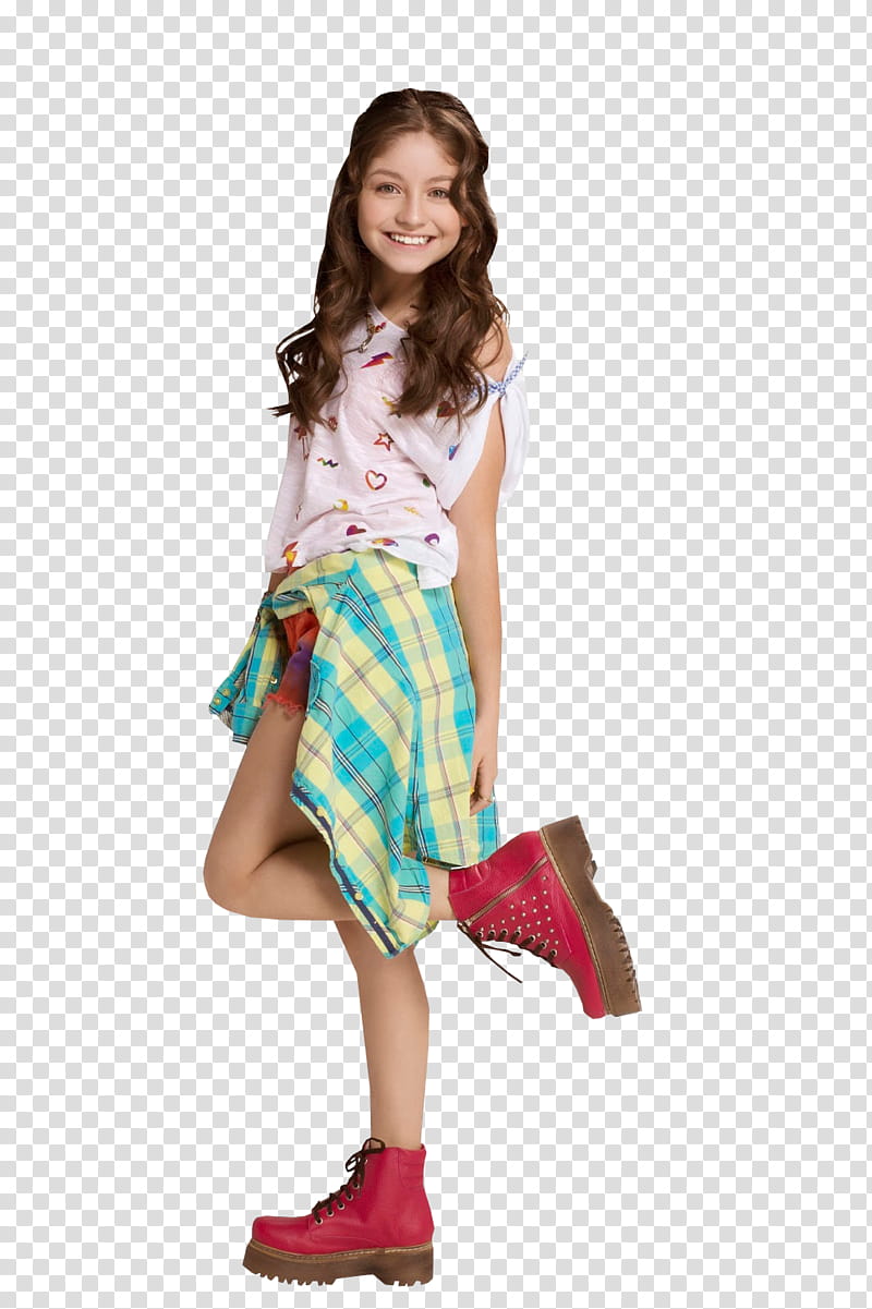 girl in a red and brown ankle boots transparent background PNG clipart