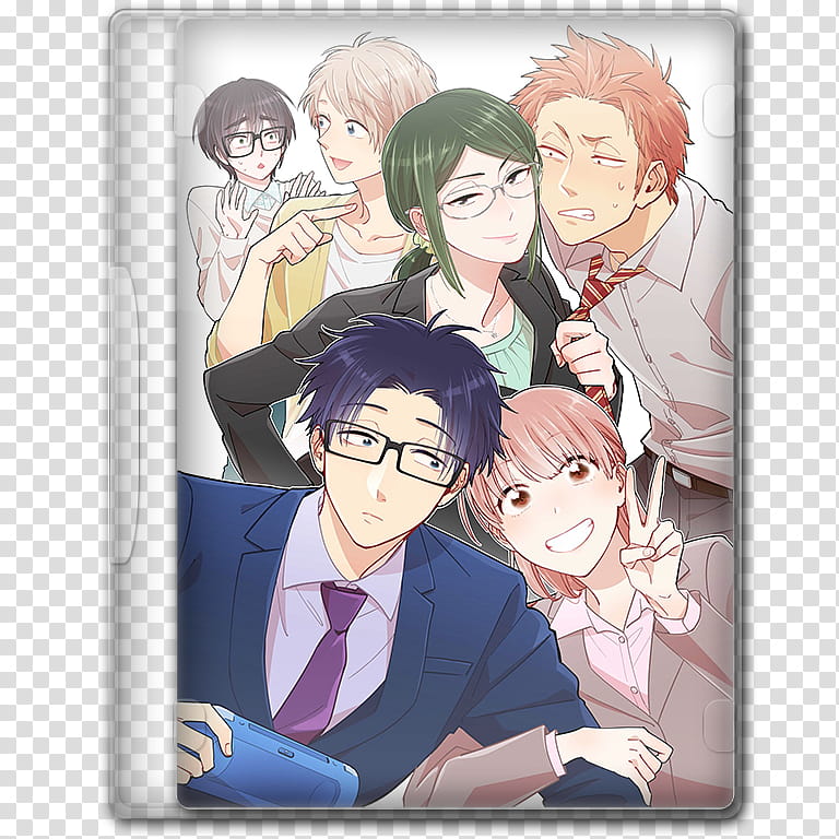 Anime  Spring Season Icon , Wotaku ni Koi wa Muzukashii, v, anime characters movie disc case transparent background PNG clipart