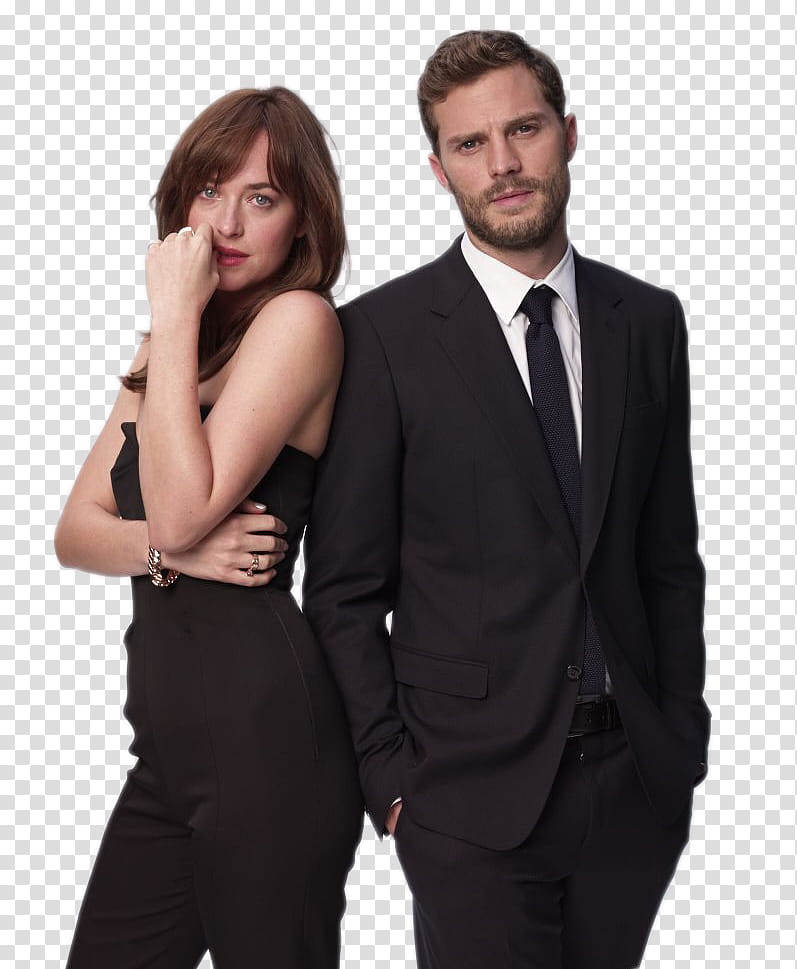 Dakota Johnson and Jamie Dornan, man in black suit jacket transparent background PNG clipart