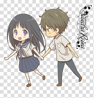 [Render #] Chitanda Eru and Oreki Houtarou, couple anime character illustration transparent background PNG clipart