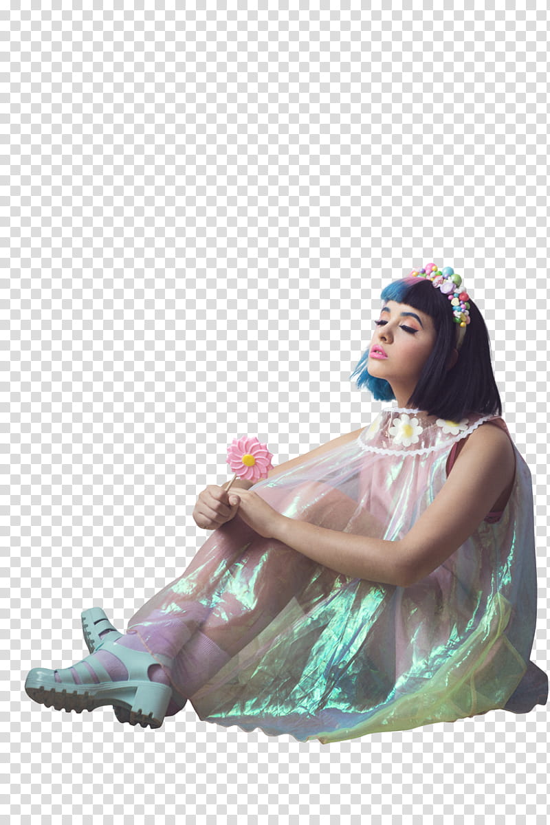 Melanie Martinez, woman holding flower candy transparent background PNG clipart