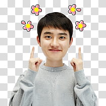 EXO Kakao Talk Stickers, man pointing upward transparent background PNG clipart