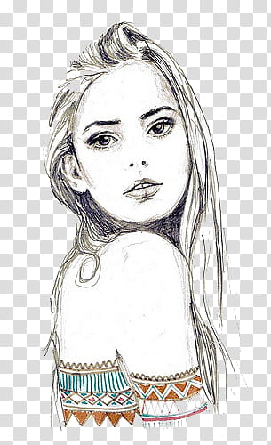Munecas, woman portrait sketch transparent background PNG clipart