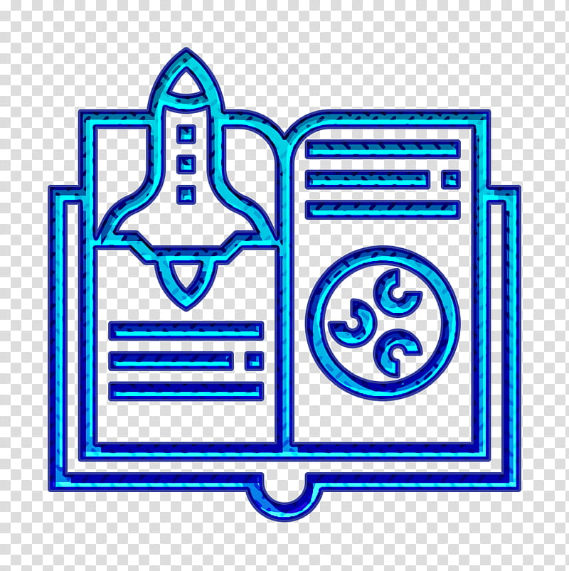 Astronautics Technology icon Manual icon Guide icon, Blue, Electric Blue, Line, Symbol, Sign transparent background PNG clipart