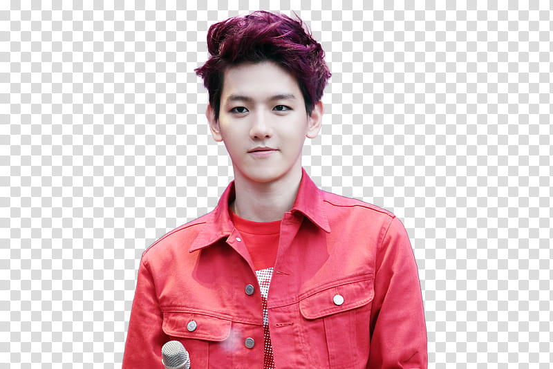 Baekhyun, man wearing pink button-up shirt transparent background PNG clipart