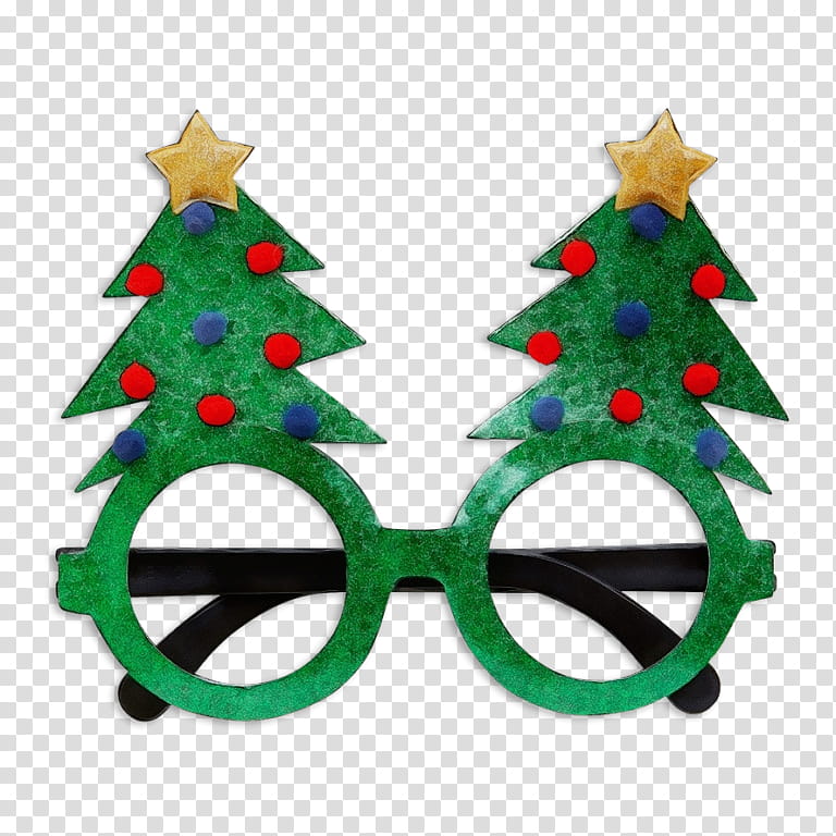 Christmas tree, Watercolor, Paint, Wet Ink, Glasses, Eyewear, Christmas Decoration, Christmas transparent background PNG clipart