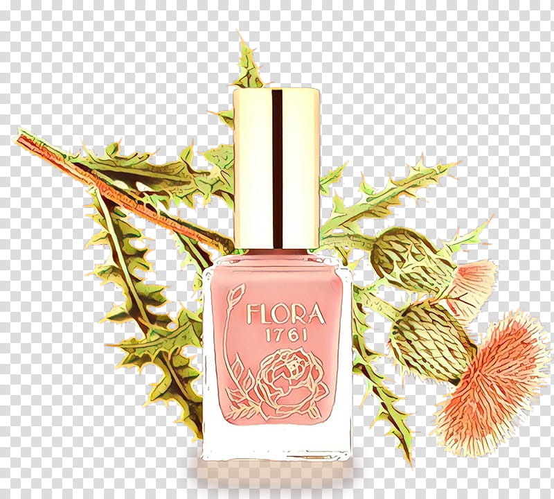 cosmetics pink perfume nail polish plant, Cartoon, Nail Care, Material Property, Fir, Tree, Conifer transparent background PNG clipart