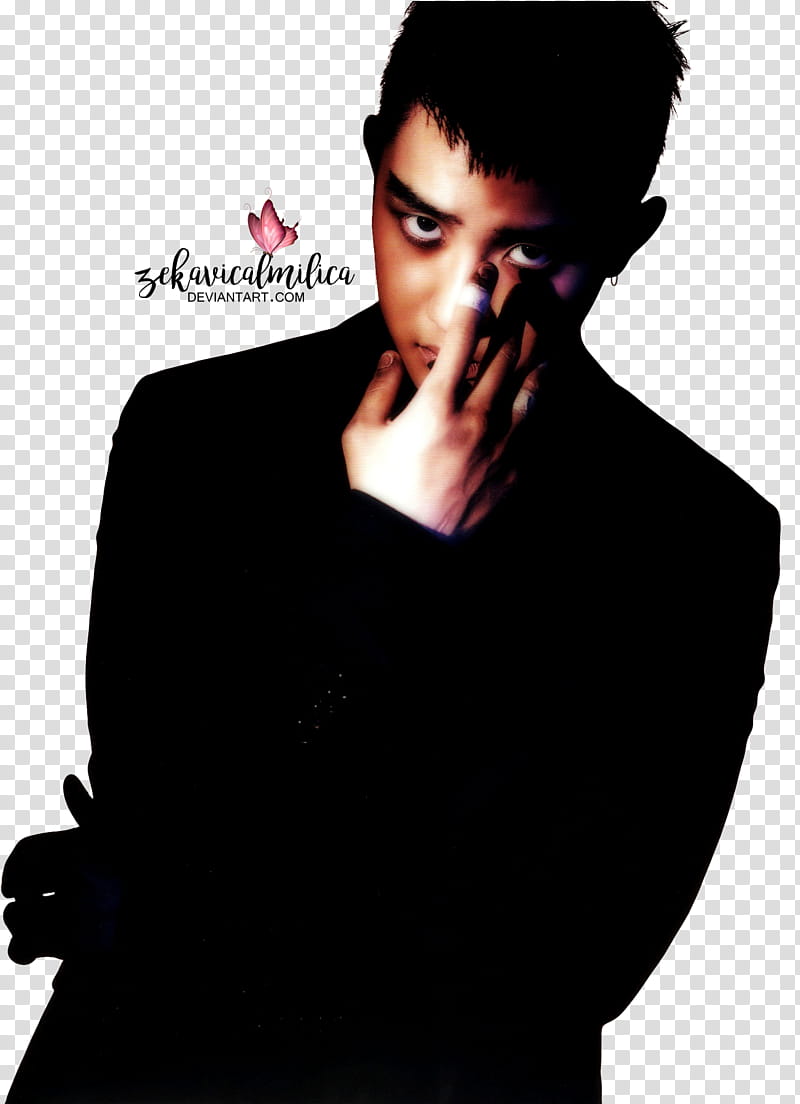 EXO D O Monster, man wearing black long-sleeved top transparent background PNG clipart