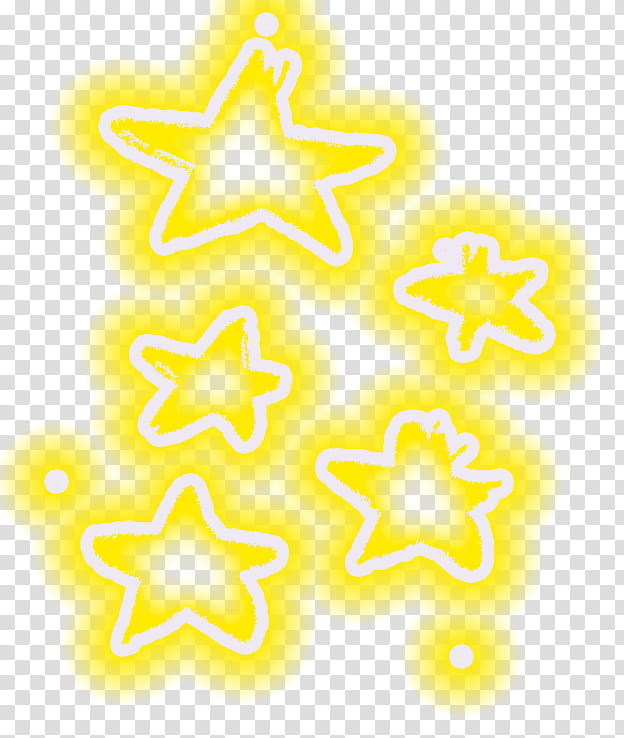 estrellas de colores, yellow neon stars transparent background PNG clipart