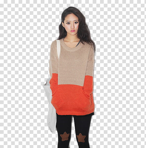 Ulzzang Girl Baek Sumin Yuko, woman in orange and brown sweater transparent background PNG clipart