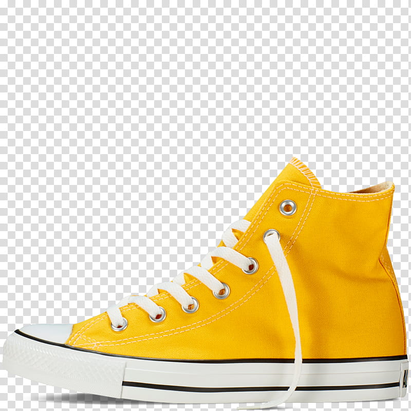 Yellow , unpaired white and yellow Converse All-Star transparent background PNG clipart
