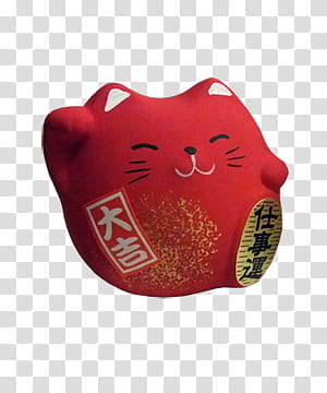MANEKI NEKO, red lucky cat art transparent background PNG clipart