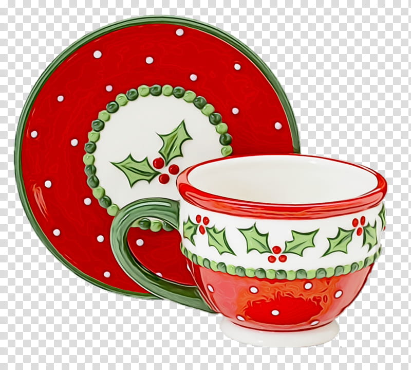 cup teacup tableware dinnerware set drinkware, Christmas Ornaments, Christmas Decoration, Christmas , Watercolor, Paint, Wet Ink, Dishware transparent background PNG clipart