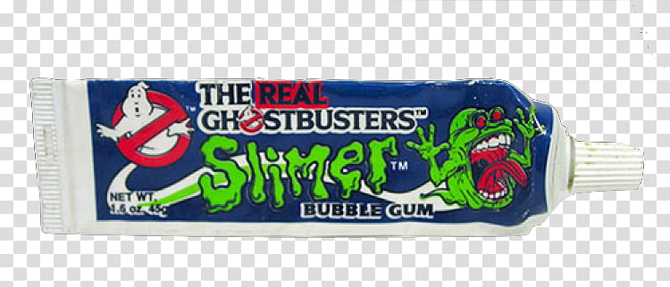 Full, blue, white, and green The Real Ghostbusters bubble gum soft-tube transparent background PNG clipart