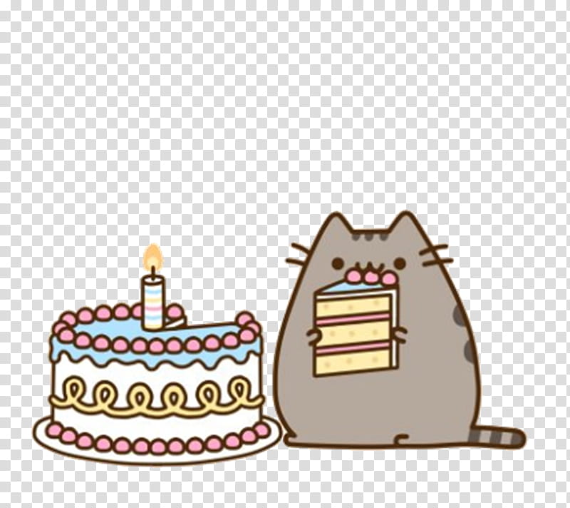 Pusheen near cake transparent background PNG clipart