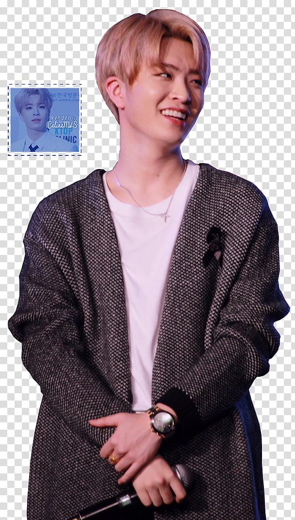 Youngjae GOT, man in black cardigan smiling transparent background PNG clipart