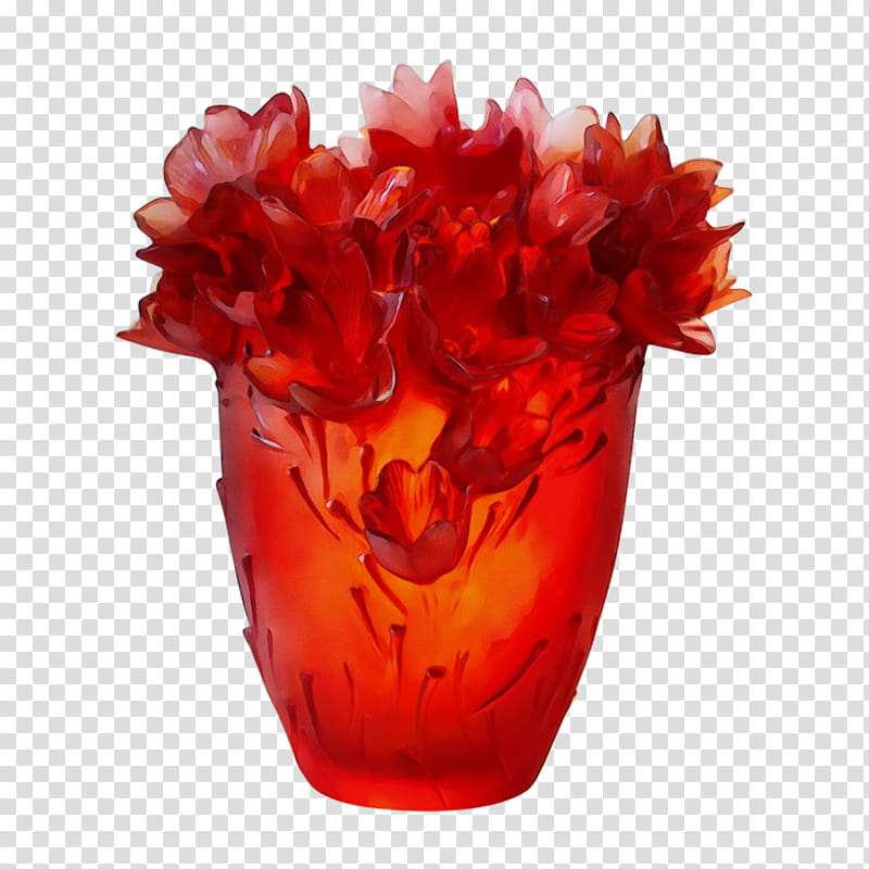 red vase glass flowerpot flower, Watercolor, Paint, Wet Ink, Plant, Artifact, Petal, Herbaceous Plant transparent background PNG clipart