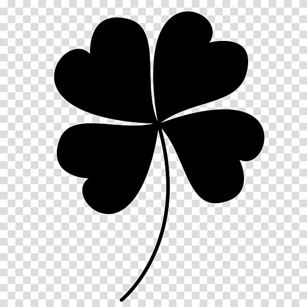 Leaf Symbol, Fourleaf Clover, Luck, Shamrock, Blackandwhite, Plant, Logo transparent background PNG clipart