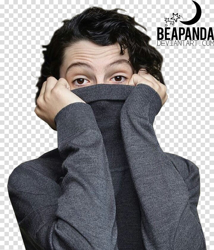 Finn Wolfhard, man covering his face transparent background PNG clipart