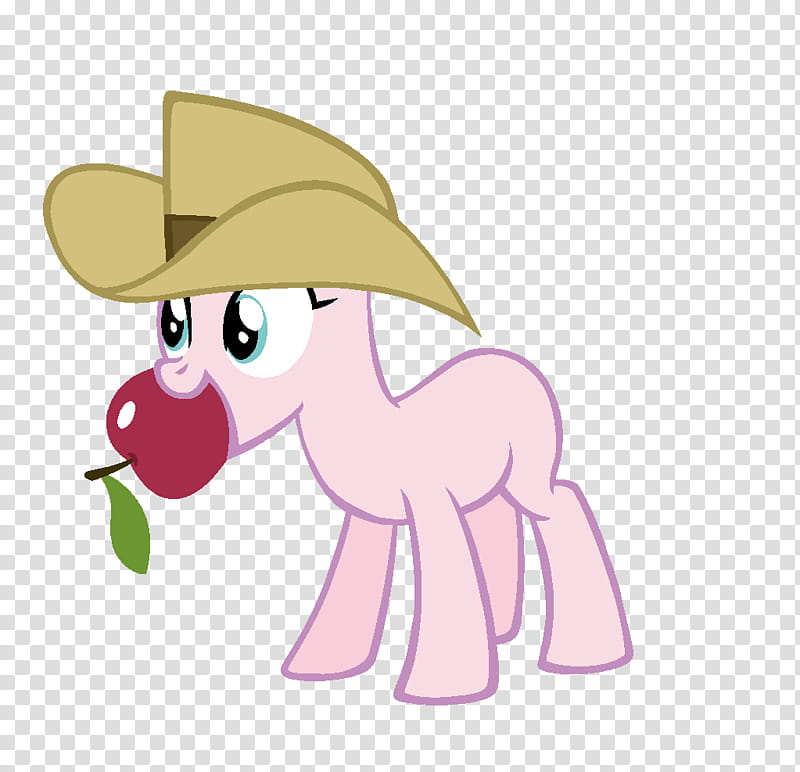 Base This cowpony gives you an apple, pink Little Pony eating apple wearing brown hat illustration transparent background PNG clipart