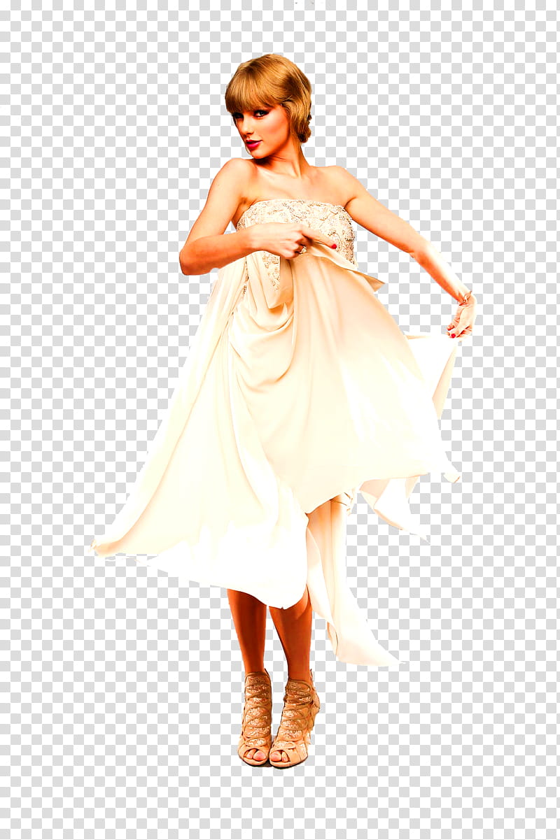 Taylor Swift , standing Taylor Swift holding her white dress transparent background PNG clipart