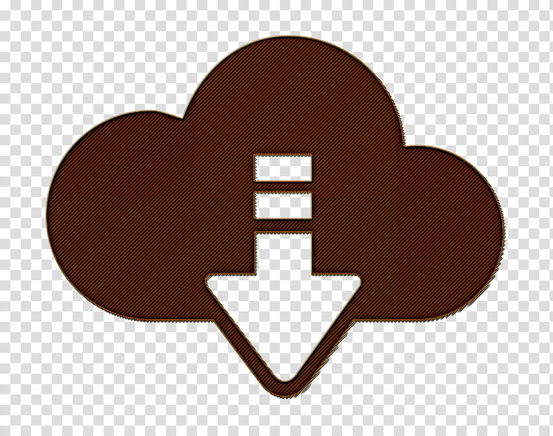 arrow icon cloud icon cloud computing icon, Down Icon, Icon, Logo, Brown, Symbol transparent background PNG clipart