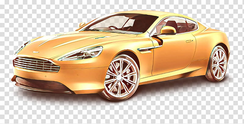 land vehicle vehicle car sports car automotive design, Cartoon, Aston Martin Dbs V12, Model Car, Yellow, Performance Car transparent background PNG clipart