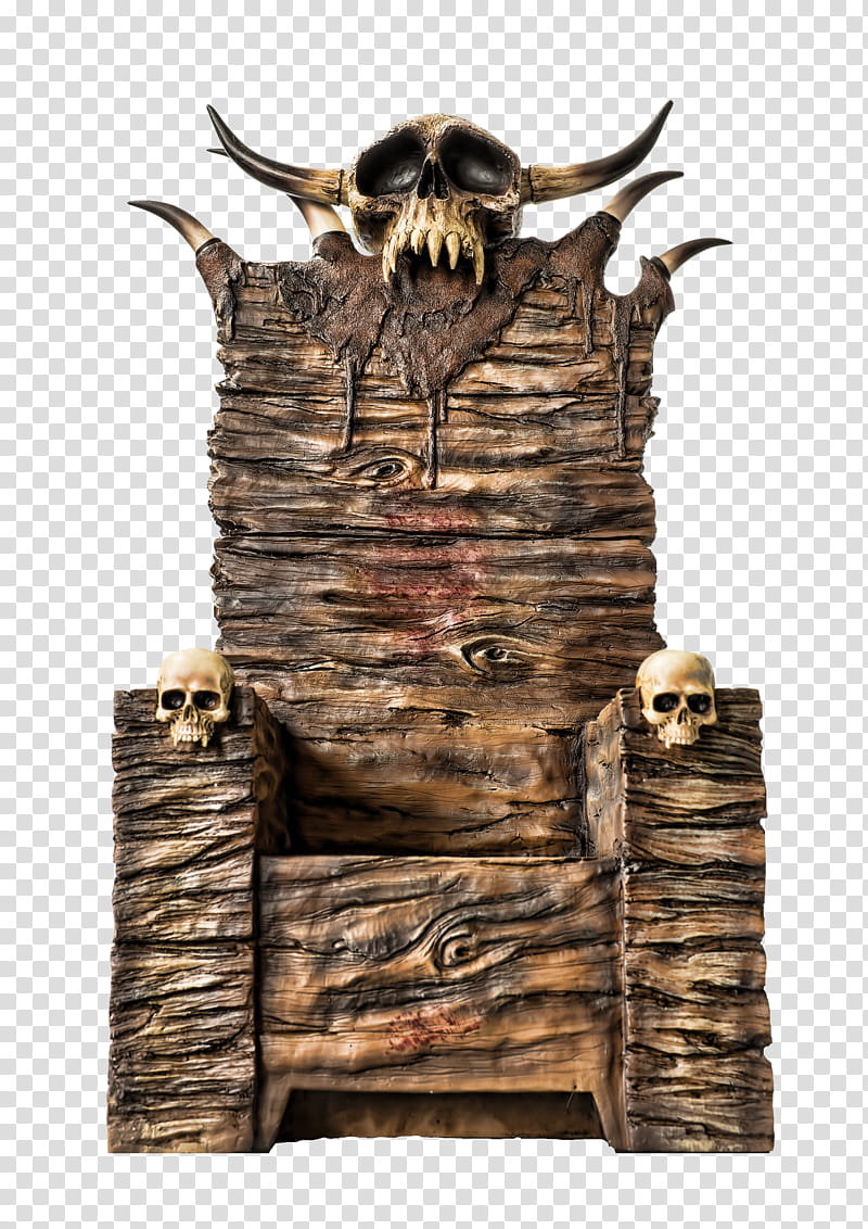 Death Dealer throne  Cutout, brown skull armchair transparent background PNG clipart