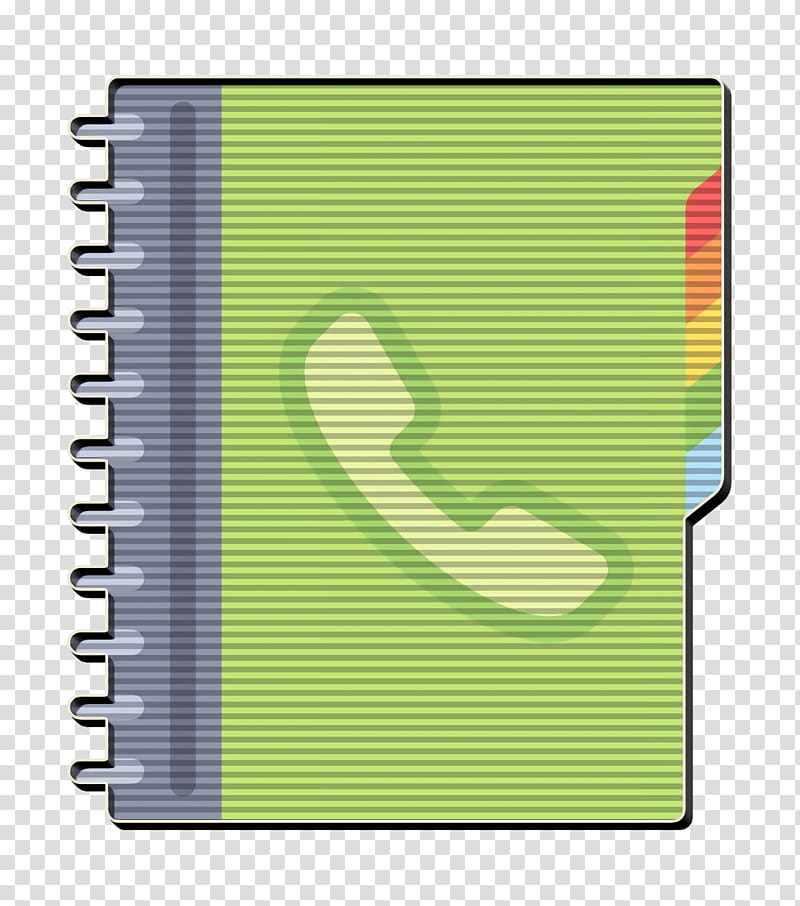 Agenda icon Management icon Phone number icon, Green, Notebook, Spiral, Yellow, Paper Product, Rectangle, Square transparent background PNG clipart