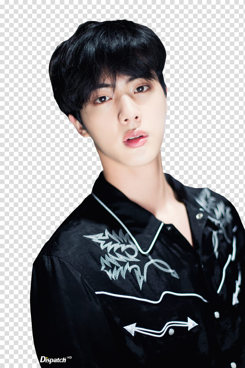 Seokjin BTS, man wearing black collared top transparent background PNG clipart