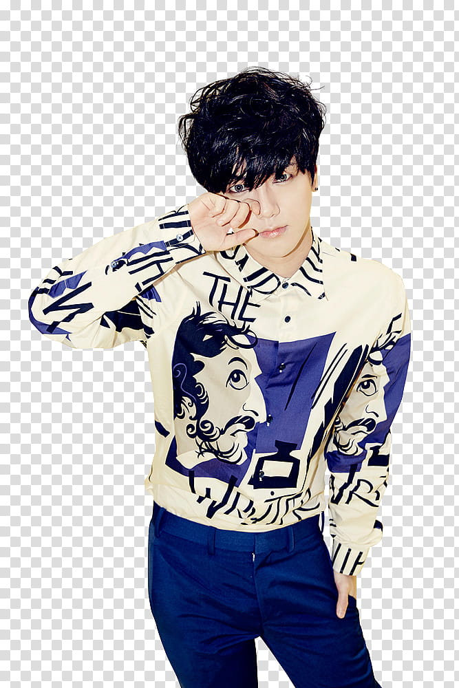 SUPER JUNIOR DEVIL P, standing man while touching his nose transparent background PNG clipart