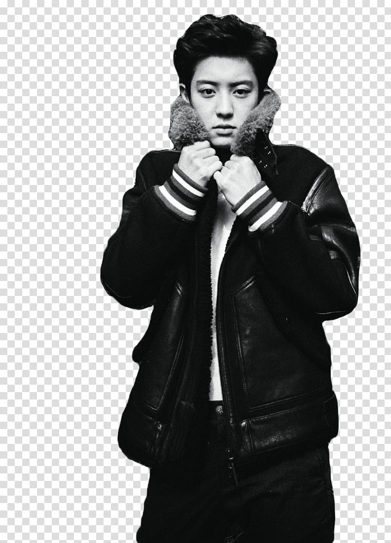 Chanyeol EXO, man holding parka jacket transparent background PNG clipart