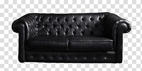 black leather Chesterfield sofa transparent background PNG clipart