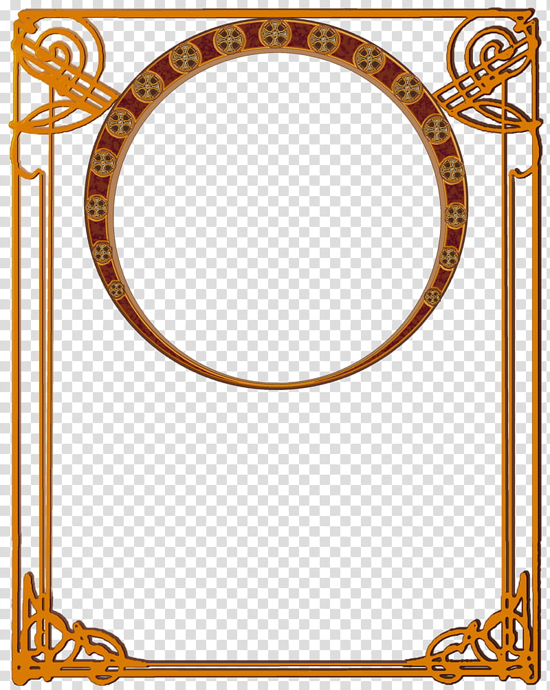 Bnspyrd Bdr CelticNouveau Gold, orange frame illustration transparent background PNG clipart