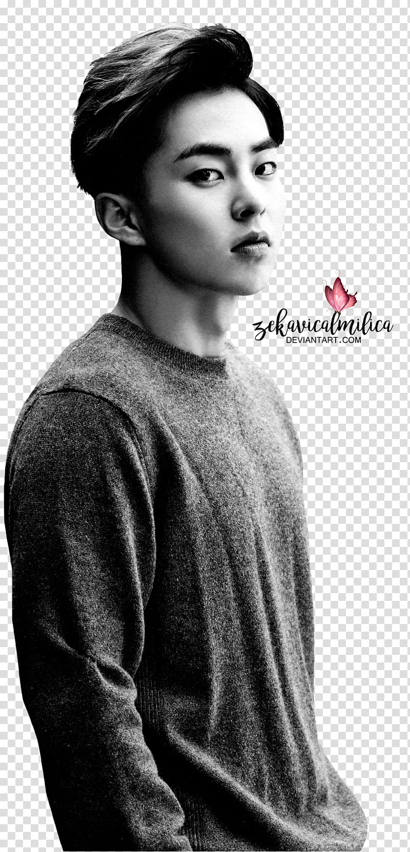 EXO Xiumin  Season Greetings, man wearing black sweatshirt transparent background PNG clipart