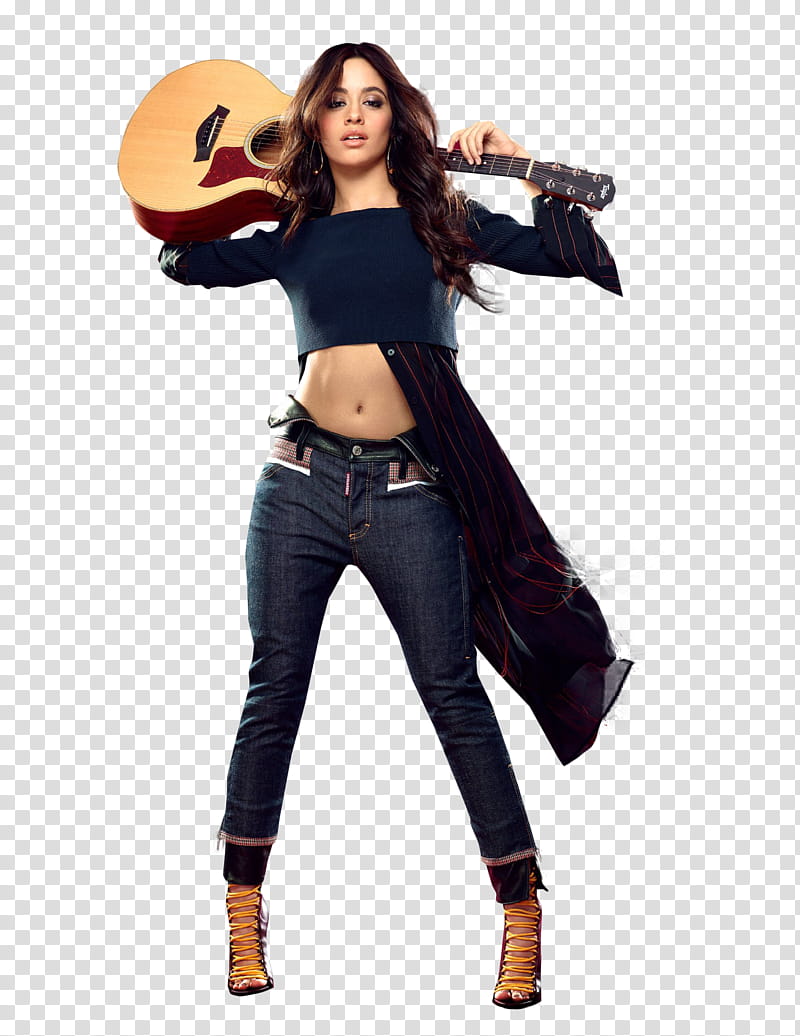 Camila Cabello, woman carrying guitar transparent background PNG clipart