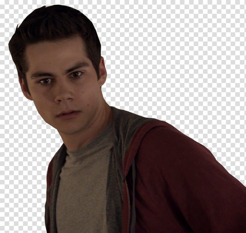 Sterek S Ep , Dylan O'brien wearing red and gray zip-up hoodie transparent background PNG clipart