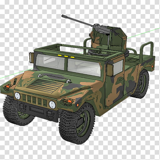 Transportation, green and brown camouflage vehicle with machine gun illustration transparent background PNG clipart