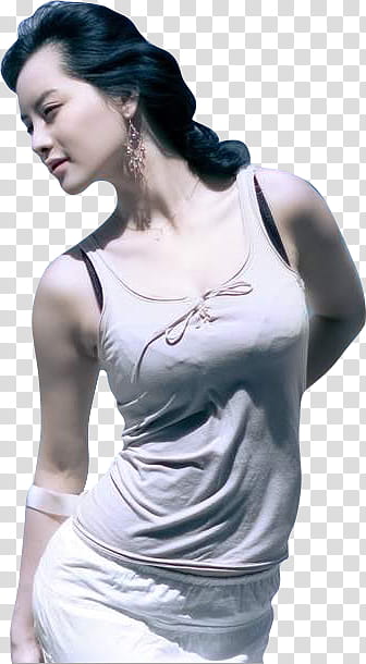 woman in white tank top and white bottoms transparent background PNG clipart