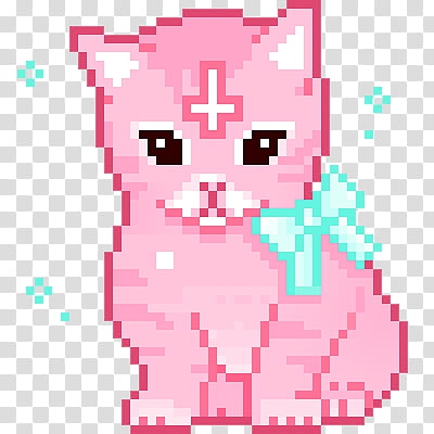 PIXEL KAWAII S, pink cat illustration transparent background PNG clipart