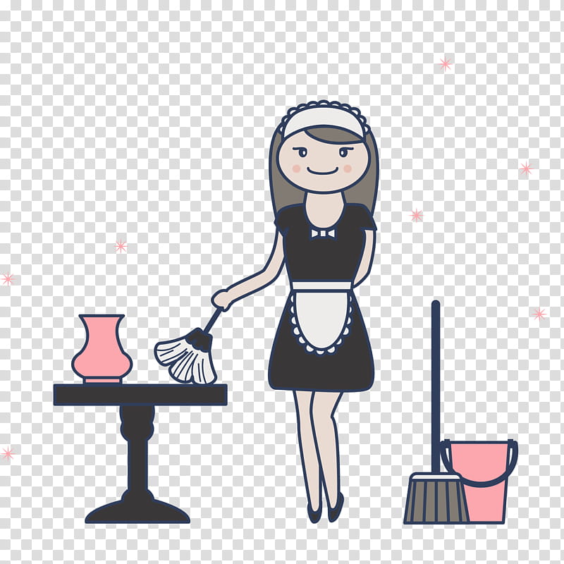 Maid, French Maid, Maid Service, Domestic Worker, Cleaning, Cleaner, Housekeeping, Line transparent background PNG clipart
