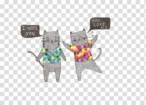 Nuevos y Bellos, two gray cats wearing pink and green shirts transparent background PNG clipart