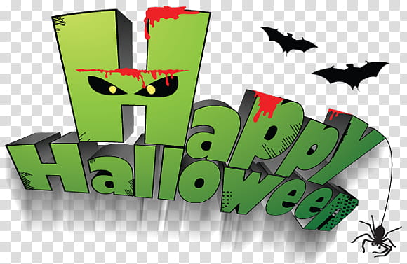 Halloween, green and black Happy Halloween transparent background PNG clipart
