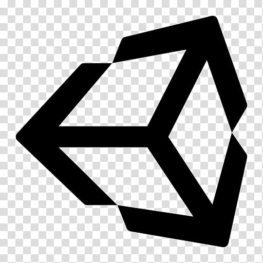 Unity Logo, Computer Software, Unity Technologies, Software Development Kit, Line, Symbol, Triangle, Blackandwhite transparent background PNG clipart