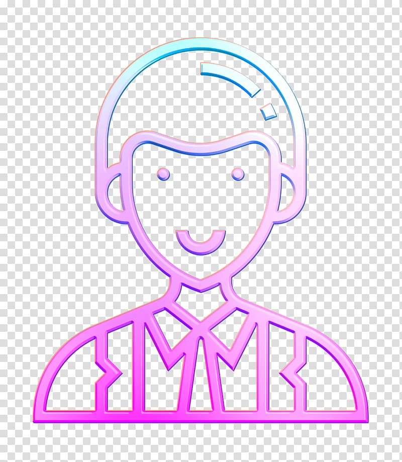 Professions and jobs icon Officer icon Careers Men icon, Head, Pink, Line Art, Sticker transparent background PNG clipart