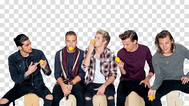 One Direction , One Direction holding citrus fruits transparent background PNG clipart