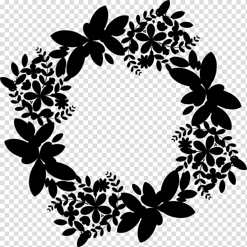 Black And White Flower Christmas Day Garland Floral Design Black White M Leaf Plant Wreath Transparent Background Png Clipart Hiclipart