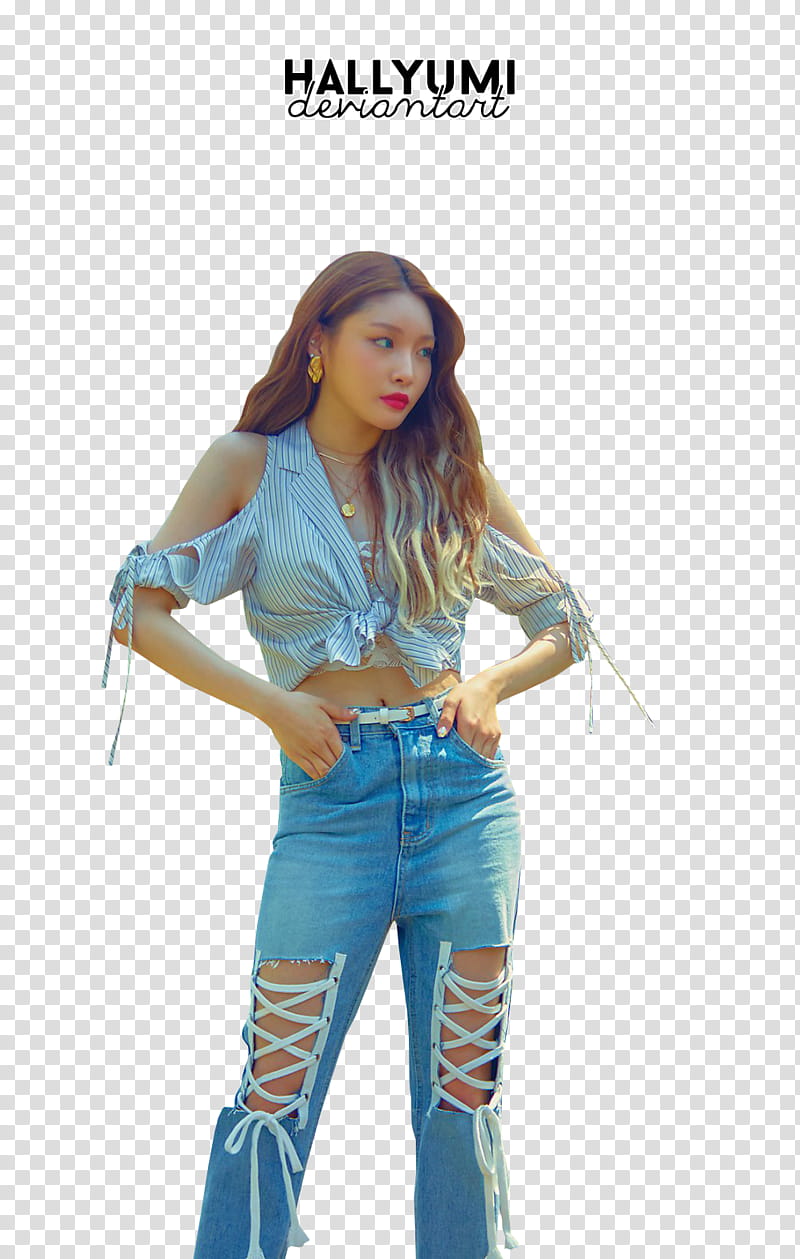 ChungHa LOVE U, woman wearing cold shoulder blouse transparent background PNG clipart