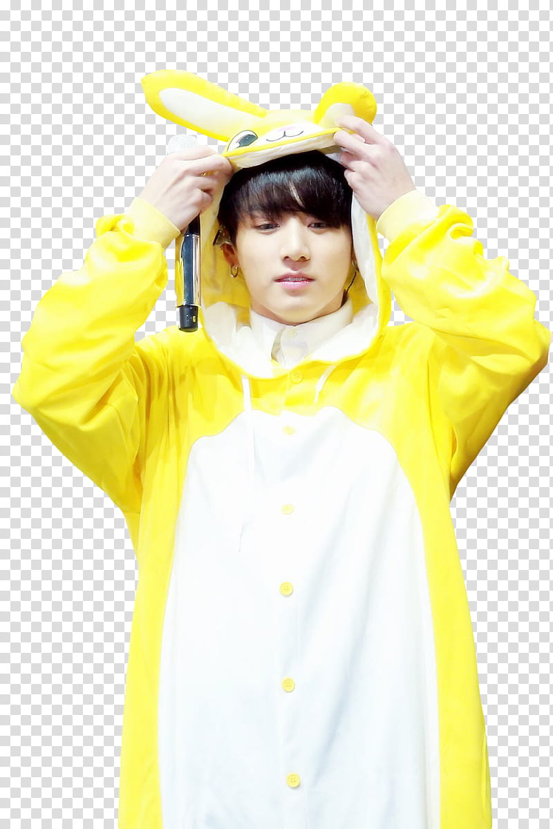 JUNGKOOK BTS, black-haired man wearing pikachu costume transparent background PNG clipart