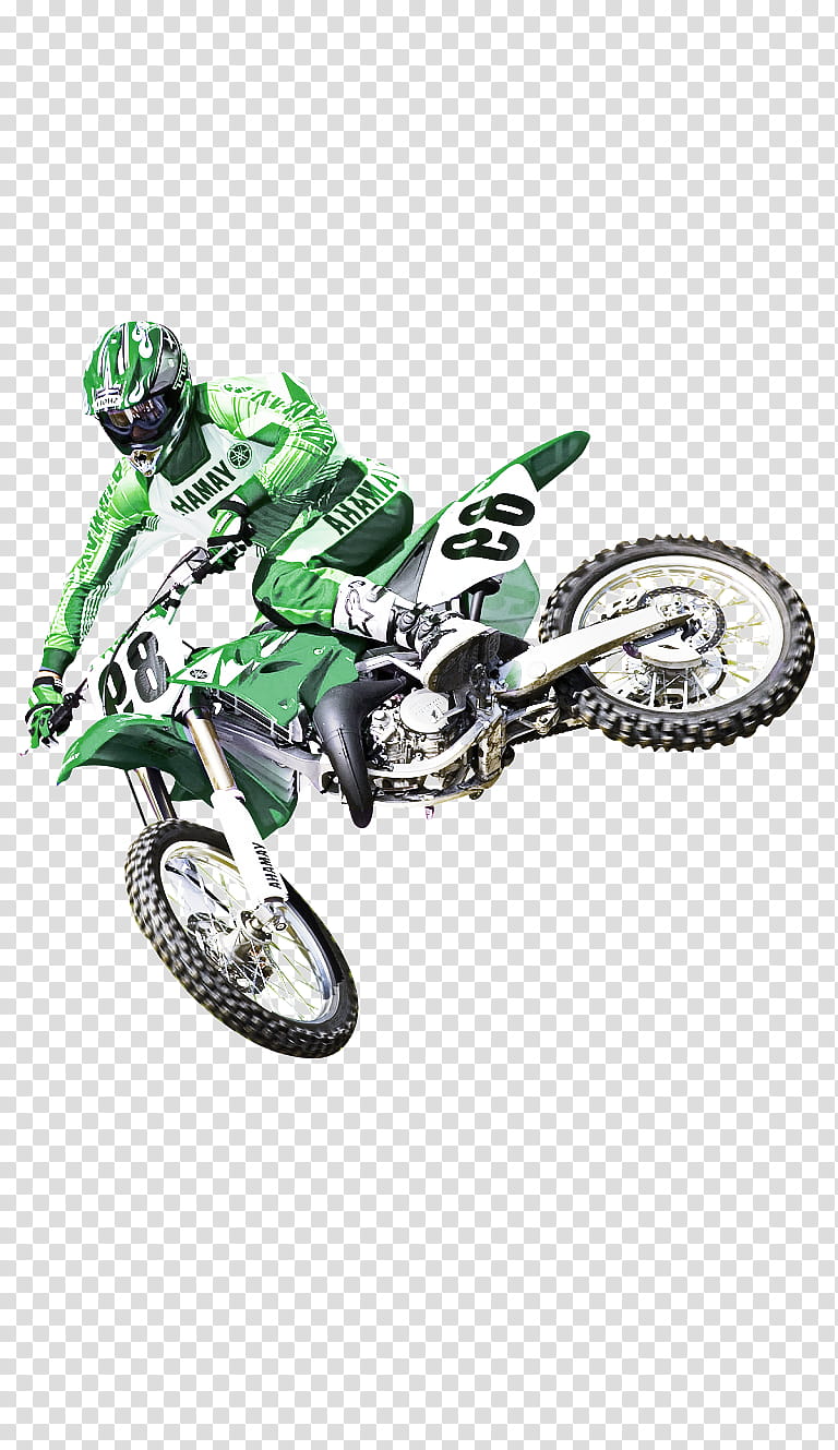 Motocross, Freestyle Motocross, Vehicle, Motorcycle, Green, Motorcycle Racing, Motorcycling, Motorsport transparent background PNG clipart
